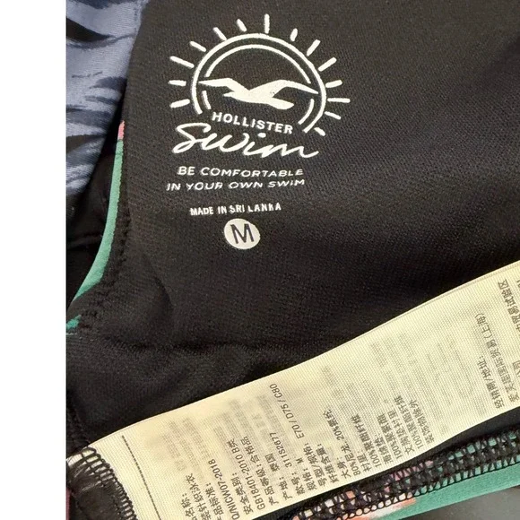 Hollister Swim Womens Medium Black Tropical Floral Wrap Triangle Bikini Set M - Picture 8 of 11